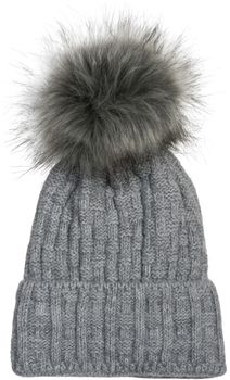 styleBREAKER Unisex warme Strick Bommelmütze mit Flecht Muster und Fleece Futter, Winter Fellbommel Mütze 04024171