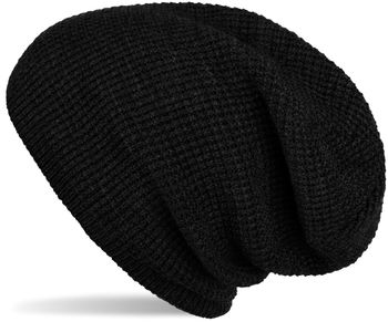 styleBREAKER Unisex Strick Beanie Mütze mit Karo Strickmuster, Winter Slouch Longbeanie 04024172