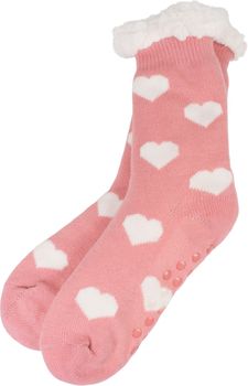 styleBREAKER Damen ABS Stoppersocken mit Teddyfutter und Herzen Muster, ABS-Socken, Größe 35-42 EU / 5-10 US / 4-8 UK 08030007