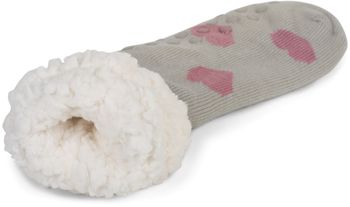 styleBREAKER Damen ABS Stoppersocken mit Teddyfutter und Herzen Muster, ABS-Socken, Größe 35-42 EU / 5-10 US / 4-8 UK 08030007