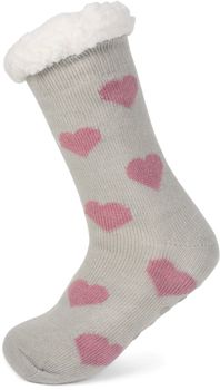 styleBREAKER Damen ABS Stoppersocken mit Teddyfutter und Herzen Muster, ABS-Socken, Größe 35-42 EU / 5-10 US / 4-8 UK 08030007