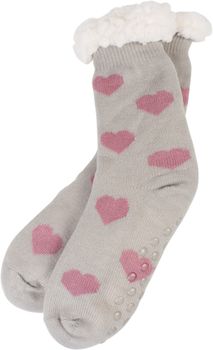 styleBREAKER Damen ABS Stoppersocken mit Teddyfutter und Herzen Muster, ABS-Socken, Größe 35-42 EU / 5-10 US / 4-8 UK 08030007