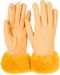 styleBREAKER Damen Unifarbene Touchscreen Stoff Handschuhe mit Kunstfell Besatz am Bund, warme Fingerhandschuhe Winter 09010028