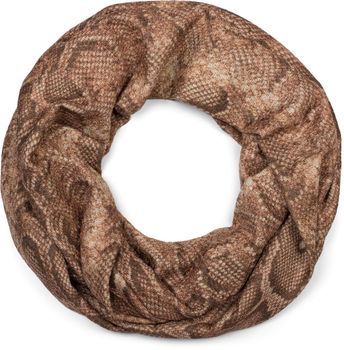 styleBREAKER Damen Loop Schal mit Schlange Phyton Muster und glitzernder Oberfläche, Schlauchschal, Tuch 01017127