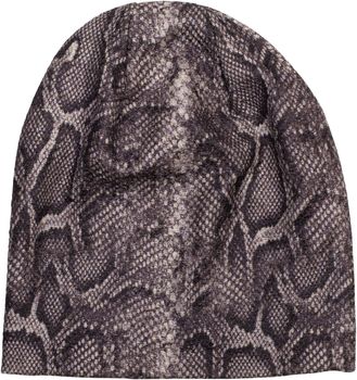 styleBREAKER Damen Beanie Mütze mit Schlange Python Muster und glitzernder Oberfläche, Slouch Longbeanie 04024174