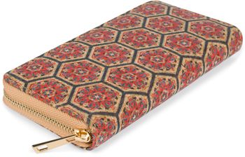 styleBREAKER Damen Geldbörse aus Kork mit buntem Muster Print im Ethno Look, Reißverschluss, Portemonnaie 02040138