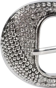 styleBREAKER Damen Gürtel Unifarben mit halbrunder, Strass verzierter Schließe, kürzbar 03010107