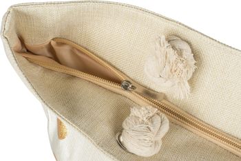 styleBREAKER Große Strandtasche mit Metallic Punkte Print | Damen Shopper mit Kordelhenkel und Reißverschluss | Badetasche im Boho Look | 56 x 38 x 17 cm