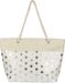 styleBREAKER Große Strandtasche mit Metallic Punkte Print | Damen Shopper mit Kordelhenkel und Reißverschluss | Badetasche im Boho Look | 56 x 38 x 17 cm