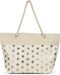 styleBREAKER Große Strandtasche mit Metallic Punkte Print | Damen Shopper mit Kordelhenkel und Reißverschluss | Badetasche im Boho Look | 56 x 38 x 17 cm