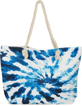 styleBREAKER XXL Strandtasche mit Batik Wirbel Muster | Damen Shopper mit Reißverschluss und Kordelhenkel | Badetasche im Boho Look | 56 x 38 x 17 cm