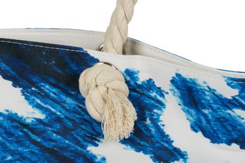 styleBREAKER XXL Strandtasche mit Batik Wirbel Muster | Damen Shopper mit Reißverschluss und Kordelhenkel | Badetasche im Boho Look | 56 x 38 x 17 cm