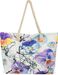 styleBREAKER Große Strandtasche mit buntem Veilchen Blüten Print | Damen Shopper mit Reißverschluss und Kordelhenkel | XXL Badetasche 57 x 39 x 16 cm