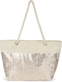styleBREAKER XXL Strandtasche mit Metallic Infinity Würfel Print | Damen Shopper mit Reißverschluss und Kordelhenkel | Große Badetasche 57 x 36 x 18 cm