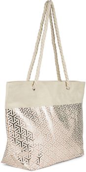 styleBREAKER XXL Strandtasche mit Metallic Infinity Würfel Print | Damen Shopper mit Reißverschluss und Kordelhenkel | Große Badetasche 57 x 36 x 18 cm
