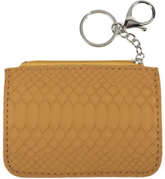 styleBREAKER Schlüsselmäppchen mit Schlangen Muster Struktur und Reißverschluss, Schlüsselring, Karabiner, Damen 05050096