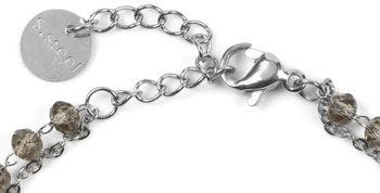 styleBREAKER Damen Edelstahl 2-reihige Layer Armkette mit Kunststoff Perlen und runden Anhängern, Ankerkette, Schmuck 05040186