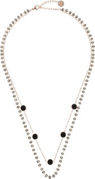 styleBREAKER Damen Edelstahl Layer Halskette 2-reihig mit Kunststoff Perlen und Anhängern, Ankerkette, Kette, Schmuck 05030067