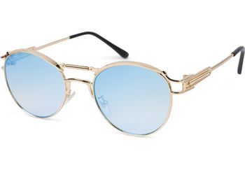 styleBREAKER Damen Panto Sonnenbrille mit ovalen Flachgläsern und Metall Bügel, Federn, Silikon Nasenauflage 09020117