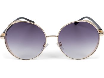 styleBREAKER Damen Runde Sonnenbrille mit getönten Polycarbonat Gläsern und Glitzer Side Shield, Metall Rahmen 09020120