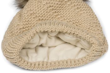 styleBREAKER Unisex Einfarbige Strick Bommelmütze fein gestrickt mit Fleece Futter, Winter Fellbommel Mütze 04024175
