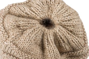 styleBREAKER Damen Strick Wintermütze mit Pailletten, Öffnung für Pferdeschwanz und Thermo-Fleece Futter, Beanie Mütze 04024177