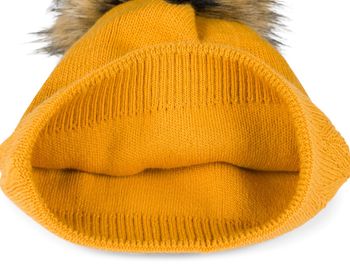 styleBREAKER Unisex warme einfarbige Strick Bommelmütze mit Zacken Muster, abnehmbarer Kunstfellbommel, Winter Mütze 04024181