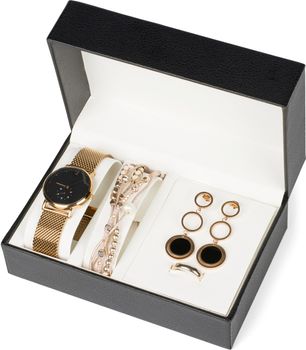 styleBREAKER Schmuckschatulle mit glänzender Oberfläche, 5 Steckplätze für Armband Ohrringe Ring Kette, zum Aufklappen 05050100
