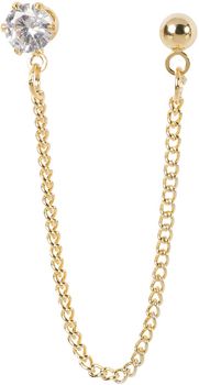 styleBREAKER Damen Ohrring Set 4-Teilig mit Creolen Hoops Mond und Stern, Single Ear Stecker mit Kette und Strass 05090034
