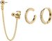 styleBREAKER Damen Ohrring Set 4-Teilig mit Single Ear Stecker mit Kette, Creole und Ear Cuff Ohrklemme mit Strass 05090040