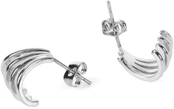 styleBREAKER Damen Hoops Ohrringe halbrund in 4-Teiliger Optik, Stecker, Creolen, Halbrunde Ohrhänger, Ohrschmuck 05090042