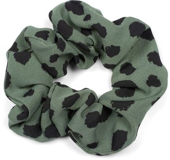 styleBREAKER Damen XXL Haargummi mit Dalmatiner Punkte Muster im Animal Print Style, elastisch, Scrunchie, Zopfgummi 04027033