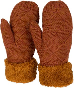 styleBREAKER Damen warme Winter Strick Fäustlinge, Handschuhe mit Rauten Muster, Thermo Fleece, Strickhandschuhe 09010031