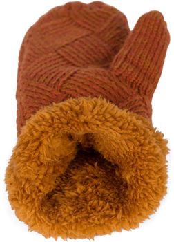 styleBREAKER Damen warme Winter Strick Fäustlinge, Handschuhe mit Rauten Muster, Thermo Fleece, Strickhandschuhe 09010031