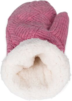styleBREAKER Damen warme Winter Strick Fäustlinge, Handschuhe mit Rauten Muster, Thermo Fleece, Strickhandschuhe 09010031