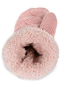styleBREAKER Damen warme Winter Strick Fäustlinge, Handschuhe mit Rauten Muster, Thermo Fleece, Strickhandschuhe 09010031
