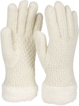 styleBREAKER Damen warme Winter Handschuhe mit Perlmuster und Fleece, Thermo Strickhandschuhe, Fingerhandschuhe 09010032