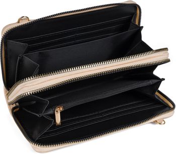 styleBREAKER Damen 2 in 1 Mini Bag Umhängetasche mit genarbter Oberfläche, Geldbörse, Handytasche, Schultertasche 02012364