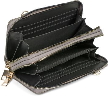 styleBREAKER Damen 2 in 1 Mini Bag Umhängetasche mit genarbter Oberfläche, Geldbörse, Handytasche, Schultertasche 02012364
