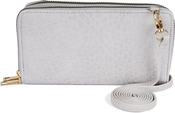 styleBREAKER Damen 2 in 1 Mini Bag Umhängetasche mit genarbter Oberfläche, Geldbörse, Handytasche, Schultertasche 02012364