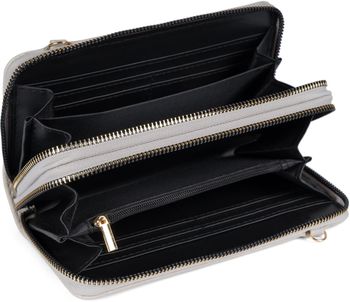 styleBREAKER Damen 2 in 1 Mini Bag Umhängetasche mit genarbter Oberfläche, Geldbörse, Handytasche, Schultertasche 02012364