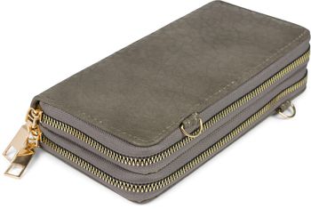 styleBREAKER Damen 2 in 1 Mini Bag Umhängetasche mit genarbter Oberfläche, Geldbörse, Handytasche, Schultertasche 02012364