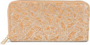 styleBREAKER Damen Geldbörse aus Kork mit Geometrischem Metallic Prisma Muster, Reißverschluss, Portemonnaie 02040148