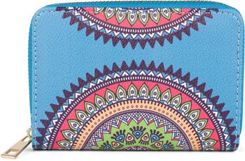 styleBREAKER Damen Kleine Geldbörse mit bunte Mandala Ornament Muster, Ethno Style, Reißverschluss, Portemonnaie 02040149