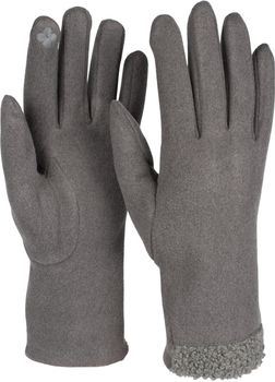styleBREAKER Damen Touchscreen Handschuhe mit Teddyfell am Saum und Fleece Futter, warme Fingerhandschuhe, Winter 09010034