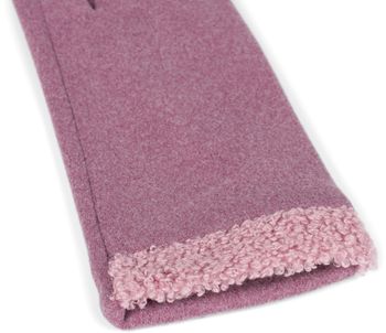 styleBREAKER Damen Touchscreen Handschuhe mit Teddyfell am Saum und Fleece Futter, warme Fingerhandschuhe, Winter 09010034
