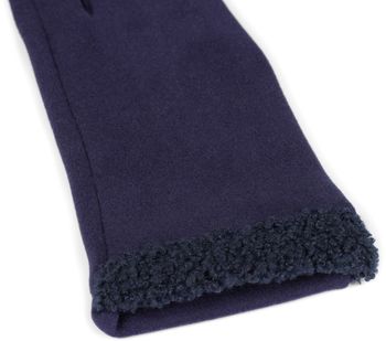 styleBREAKER Damen Touchscreen Handschuhe mit Teddyfell am Saum und Fleece Futter, warme Fingerhandschuhe, Winter 09010034