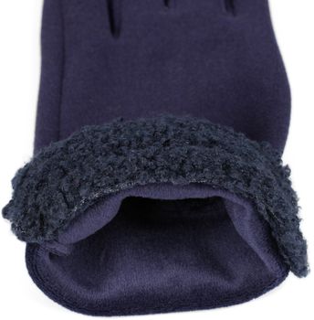 styleBREAKER Damen Touchscreen Handschuhe mit Teddyfell am Saum und Fleece Futter, warme Fingerhandschuhe, Winter 09010034