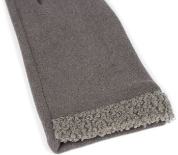 styleBREAKER Damen Touchscreen Handschuhe mit Teddyfell am Saum und Fleece Futter, warme Fingerhandschuhe, Winter 09010034