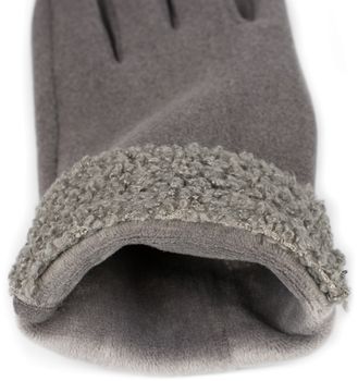 styleBREAKER Damen Touchscreen Handschuhe mit Teddyfell am Saum und Fleece Futter, warme Fingerhandschuhe, Winter 09010034